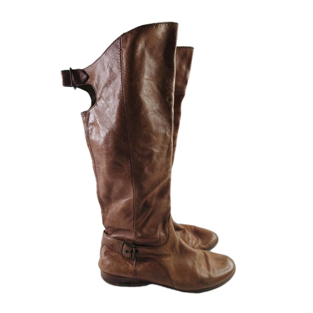 Cynthia Vincent Brown Leather Knee High Riding Boots Women's Size 8.5
